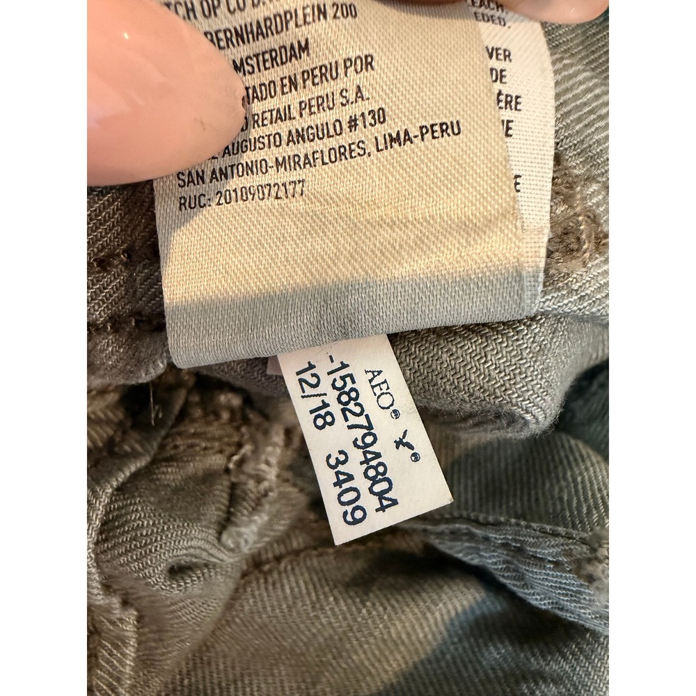 American Eagle Women Olive Green Linen Blend Utility Cargo Pants Sz 8 Reg Safari - Picture 14 of 15